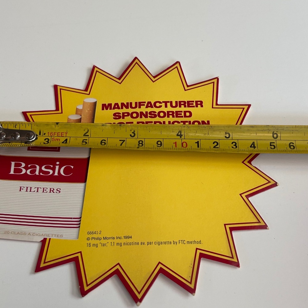 Vintage Basic Filters Cigarette Advertising Sign Cardstock Starburst Store Displ - Picture 7 of 8